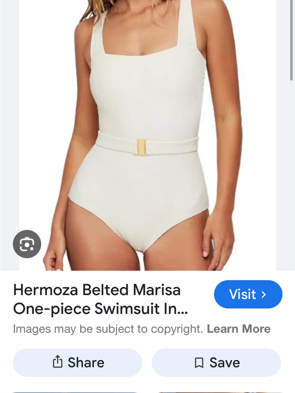Hermoza Cream Belted Marisa One-Piece Swimsuit
